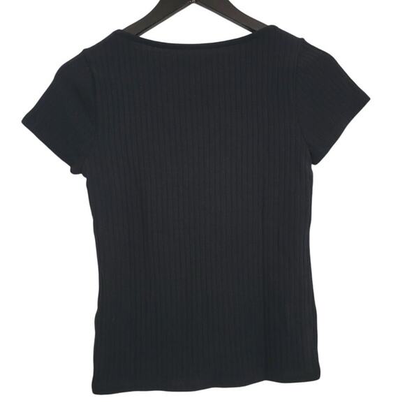 NWT Madewell Ribbed Sweetheart Tee Black Basic Minimalist S - Picture 7 of 9